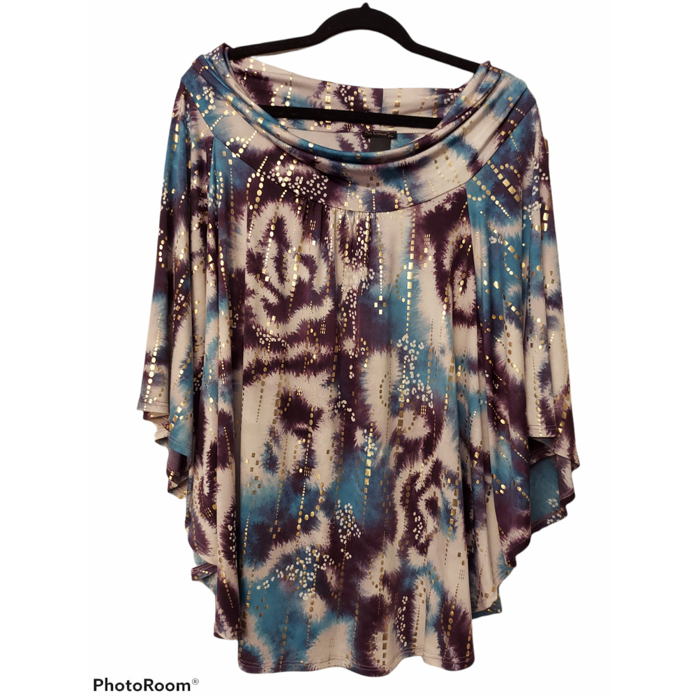 Nue Options Turquoise Gold Blouse XL